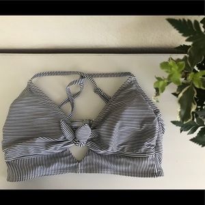 Striped front tie bikini top